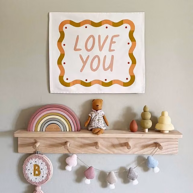 Kid of the Village Love You Pink Textile Hanging Banner W/H: 50 x 40 cm