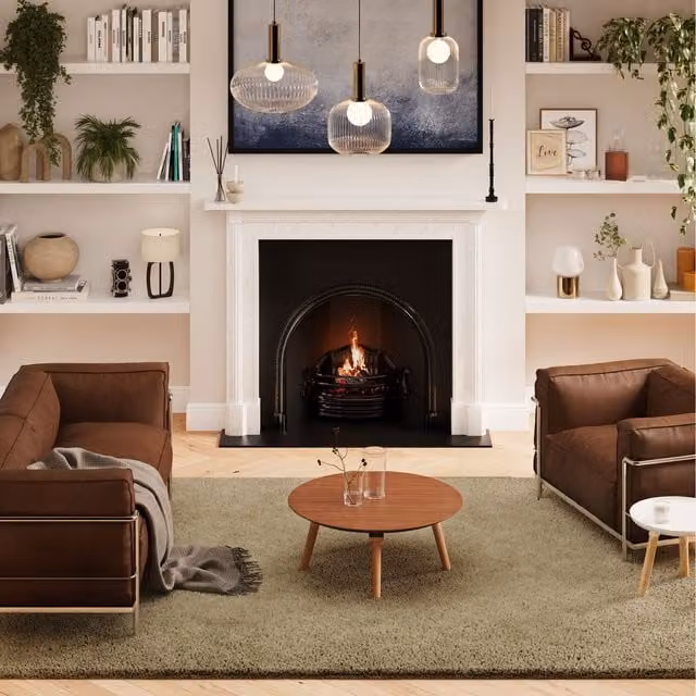 The Rug House Modern Round Shaggy Rug in Green, Diameter: 190 cm