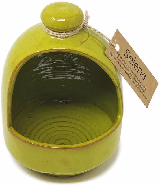 Verano Spanish Ceramics Selena Glazed Hand Dipped Ceramic Salt Pig in Green