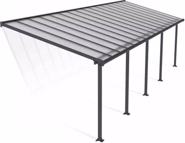 Palram Olympia Patio Cover in Grey and Transparent Polycarbonate, W: 300 cm, D: 980 cm, H: 305 cm