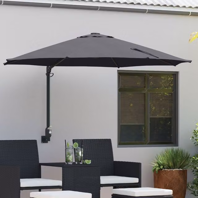 Berkfield Home Large Patio Umbrella in Anthracite with Powder-Coated Steel and Polyester