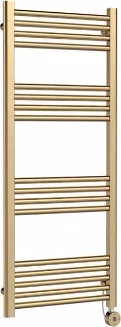Balterley Round Tube Towel Rail with 17 Bars, Gold/Brass, W: 120 cm, H: 50 cm
