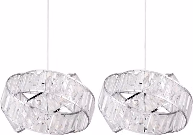 First Choice Lighting Set of 2 Transparent Crystal Jewelled Layered Twist Round Ceiling Light Shades