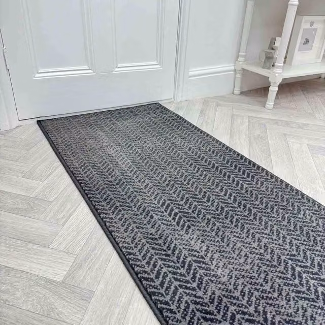 runrug Empire Hallway Carpet Runner Rug in Dark Grey, W: 60 cm, L: 180 cm