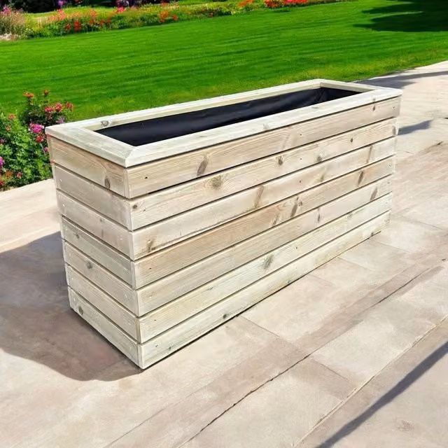 Buttercup Farm London Garden Planter in Brown, Wood and Plastic, W: 40 cm, D: 150 cm, H: 60 cm