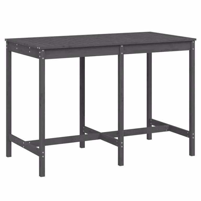 Berkfield Home Grey Solid Pine Rectangular Garden Table W/D/H: 159.5 x 82.5 x 110 cm