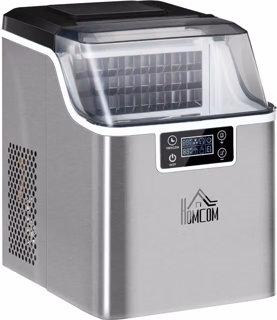 HOMCOM Silver Countertop Ice Maker Machine with 3.2L Capacity and Self-Cleaning Function