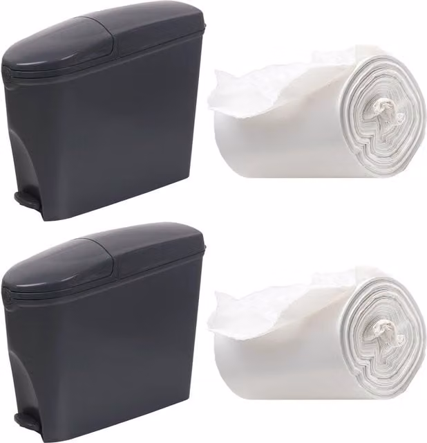 ProKleen Grey Pedal Operated Toilet Sanitary Bin with 2 x 20L Capacity and 100 Bin Liners