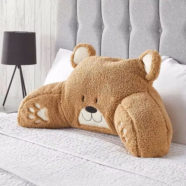 OHS Teddy Bear Lumbar Pillow Support Cushion, Brown