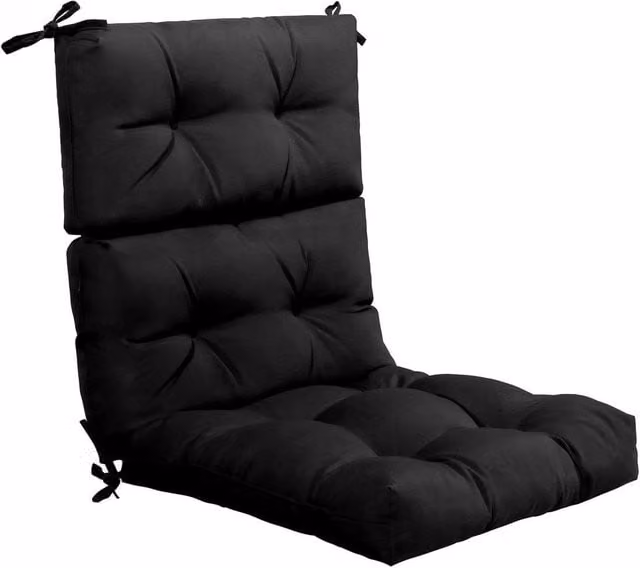 Havendro Thick Sponge High Back Patio Chair Cushions with Tie Straps in Black