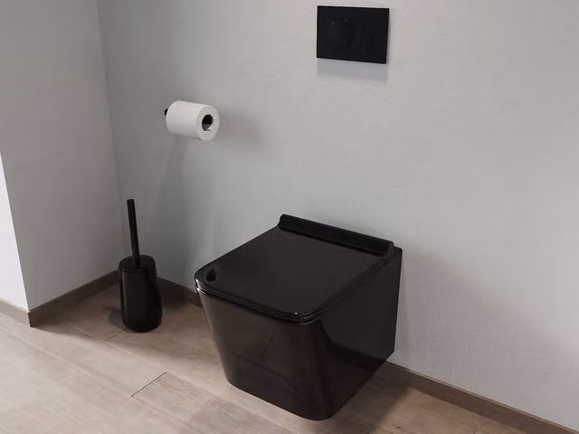 Vente-unique Clemona Rimless Wall-Hung Ceramic WC in Matt Black with Soft-Close Seat
