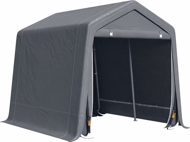 Outsunny Dark Grey Outdoor Gable Tent with Metal Frame and Double Zipper Doors, W: 280 cm, D: 240 cm, H: 185 cm