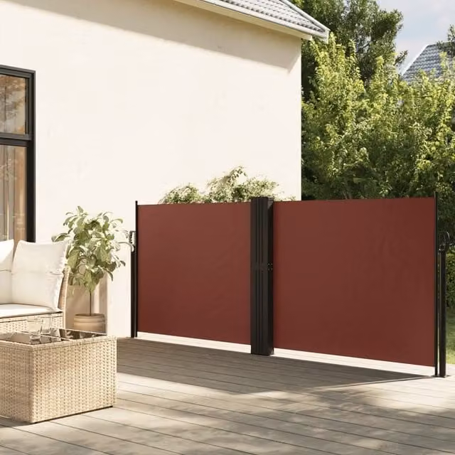 Berkfield Home Retractable Side Awning in Brown, Polyester, W/H: 100 x 1000 cm