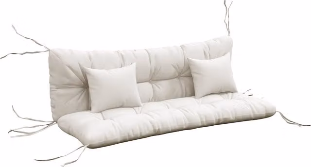 Outsunny 4-Piece White Patio Chair Cushion Set with Back and Seat Cushions and Ties