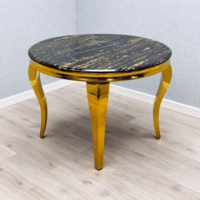 Soft Snooze Beds Sorrento Black and Gold Modern Rectangular Dining Table W: 150 cm, D: 90 cm