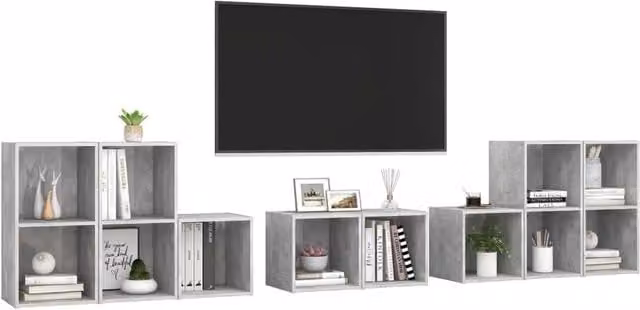 Berkfield Home Classic 8 Piece TV Cabinet Set in Concrete Grey Matt MDF