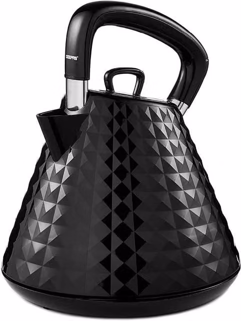 Geepas 1.5 l Cordless Traditional Pyramid Electric Kettle, 2500 W, Black