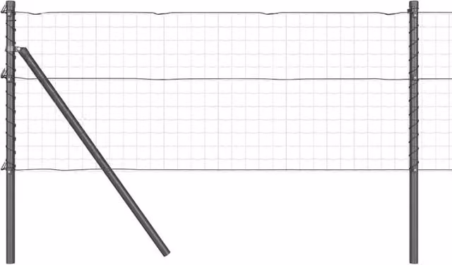 Berkfield Home 52-piece Grey Galvanised Steel Round Fence Posts, Diameter: 3.2 cm, Height: 100 cm