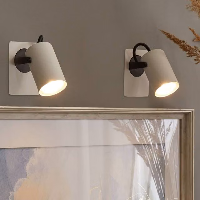 Wyld and Coco Set of 2 White Metal Adjustable Arm Wall Lamps