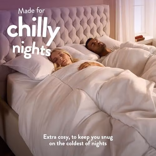 Slumberdown Chilly Nights 15 Tog King Size Winter Duvet and 2 Super Support Pillows in White, W: 225 cm, D: 220 cm