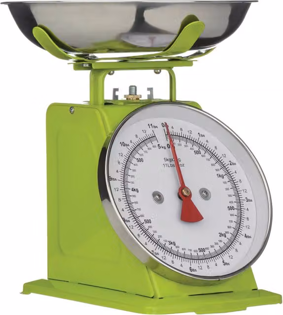 Orsina Retro Style Manual Kitchen Scale, 5kg Capacity, Silver and Green