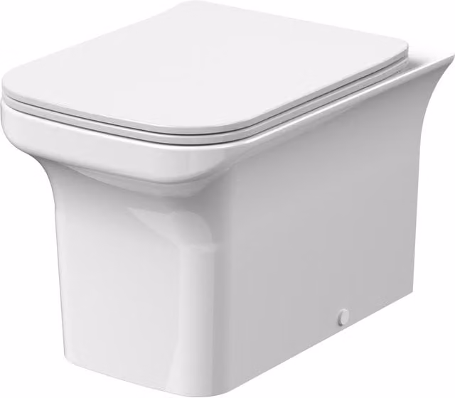 Balterley White Ceramic Square Back to Wall Rimless Toilet with Soft Close Sandwich Seat, H 55 cm x W 37 cm x D 47 cm