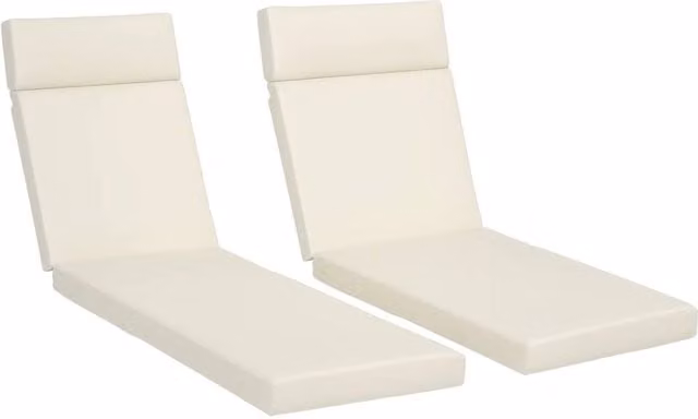 NESTLUNE Set of 2 Beige Deep Seat Patio Lounger Cushions, W: 120 cm x D: 135 cm