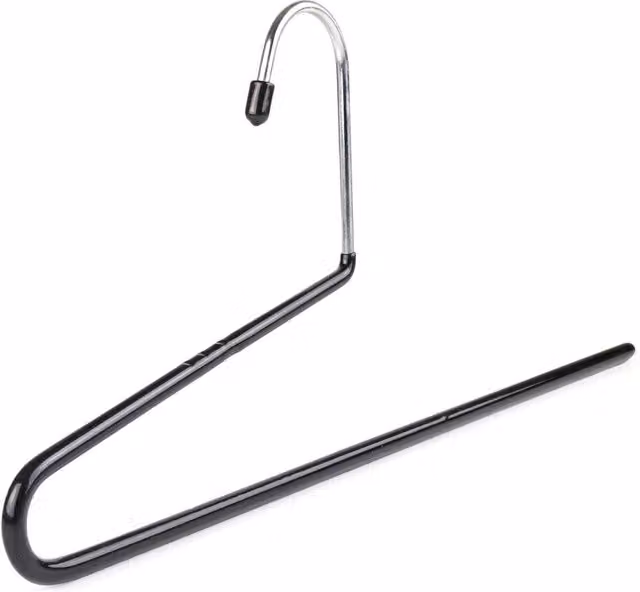 PAWNORA 10 Pack Non-Slip Metal Trouser and Coat Hangers with Bar in Black