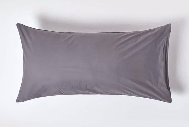 Homescapes Dark Grey Egyptian Cotton King Size Housewife Pillowcase, 200 TC Percale