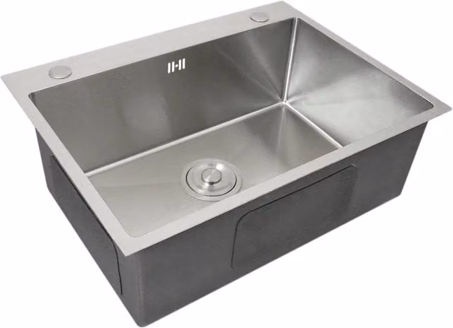 KuKoo Single Undermount Stainless Steel Sink in Silver, W: 60.0 cm, D: 45.0 cm, H: 3.0 cm