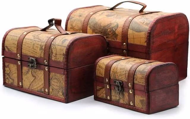 KDMD Old Map Chest Set of 3 in Yellow