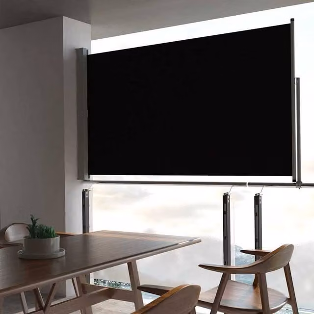 Berkfield Home Patio Retractable Side Awning in Black, W/H: 300 x 140 cm