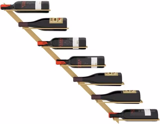 Berkfield Home Gold Metal Wall-mounted Wine Rack for 7 Bottles