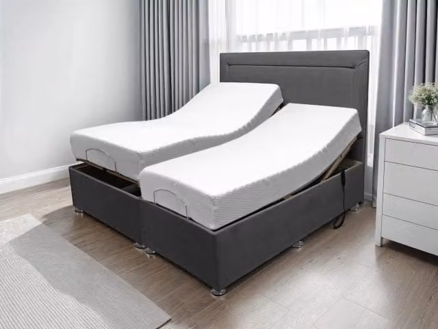 Komfi PureProfile Coolmax Electric Adjustable Bed, Grey, W/D/H: 200 x 180 x 80 cm
