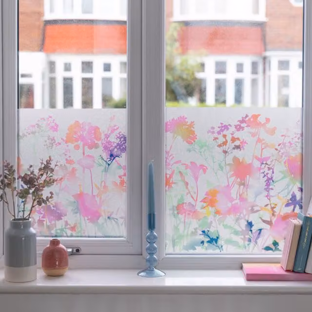 dc fix Miraflores Premium Static Cling Window Vinyl Wrap in White and Multicolour