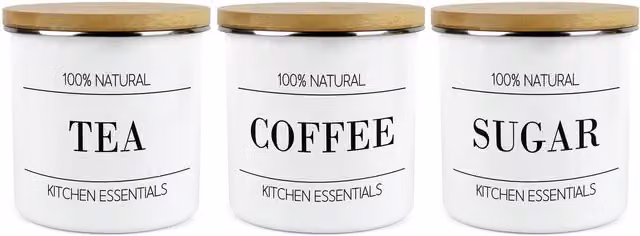 Purely Home Minimalist Essentials Ceramic Kitchen Canister Set of 3 in White