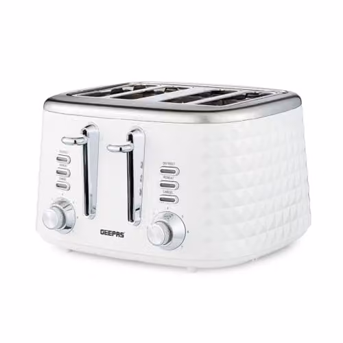 Geepas Argyle 4 Slice Toaster, 1750W, White