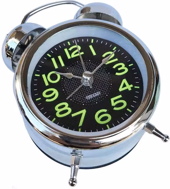 KORVIXA Vintage Silver Twin Bell Analog Tabletop Alarm Clock