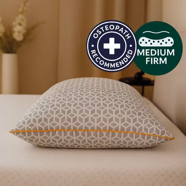 Brightr Sleep Luna Grey Memory Foam Pillow with Cooling, Antibacterial and Allergy-Friendly Removable Cover for Side, Back and Stomach Sleepers
