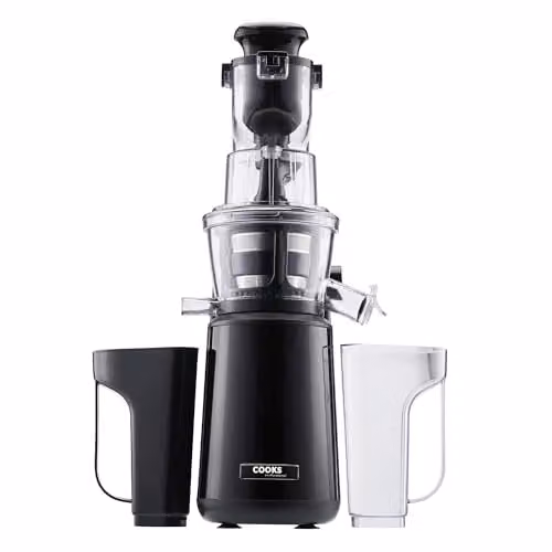 Cooks Professional Slow Masticating Juicer, 400W Cold Press Fruit and Vegetable Juice Extractor with 1000ml Jug and 900ml Pulp Container, Black