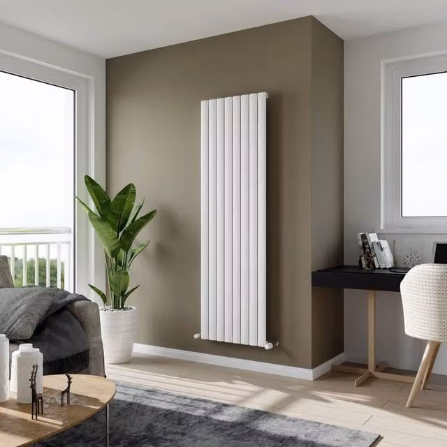 Bathroom Kingdom Delta White Single Flat Panel Vertical Radiator H: 180 cm, W: 55.5 cm