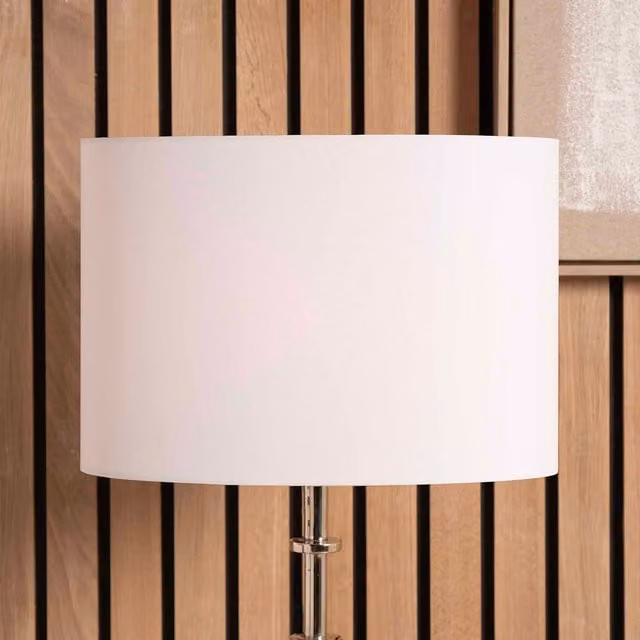 Ruma White Oval Poly Cotton Lampshade for Table Lamps, Diameter: 35.56 cm