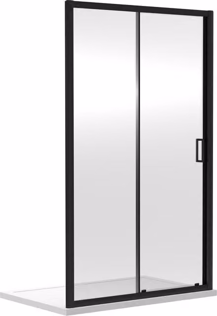 Balterley 6mm Toughened Safety Glass Reversible Sliding Shower Door, Black, W: 140 cm