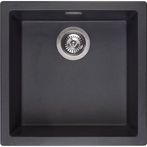 Reginox Amsterdam Built-in Granite Composite Sink in Black and Anthracite, W/D/H: 46 x 46 x 0 cm