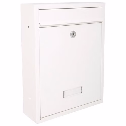 Burg-Wächter MB19 Trent Wall Mounted Galvanised Steel Lockable Weatherproof Post Box, White, W: 26 cm, H: 34 cm, D: 9 cm