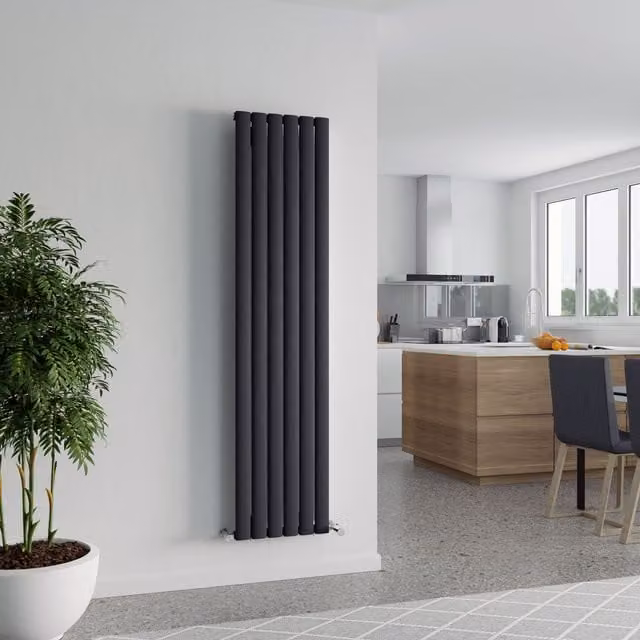 Agadon Berlin Designer Aluminium Radiator in Grey, W/H: 180 x 34.5 cm