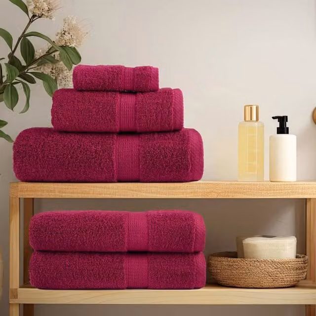 Berkfield Home SOLUND Premium Cotton Terry Towels, 2 Pack, Bordeaux Red, W: 100 cm, L: 200 cm, 600gsm