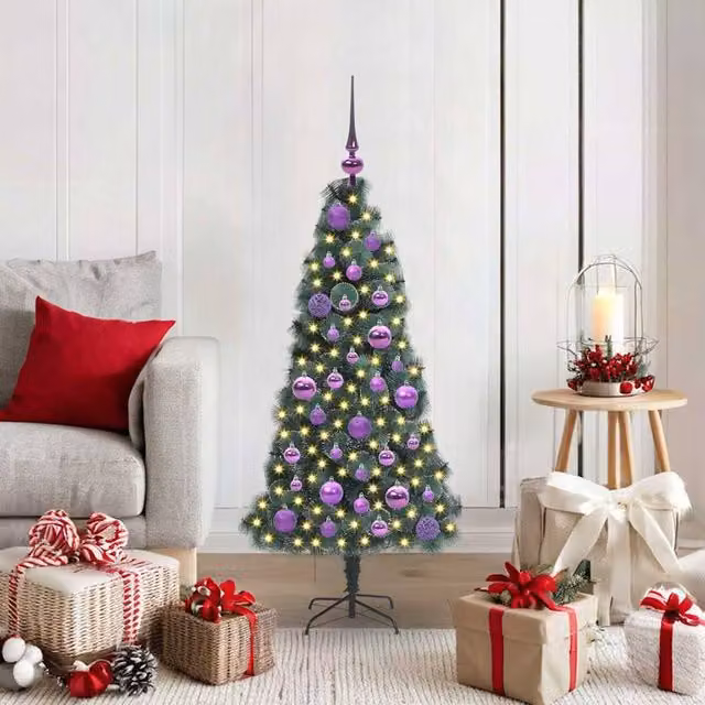 Berkfield Home Pre-lit Artificial Christmas Tree with Ball Set, Green, Height: 120 cm