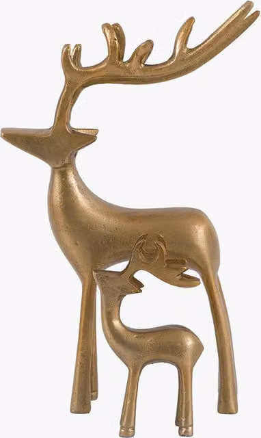 Perch & Parrow Nordic Woodland Metal Stags in Gold, Set of 2