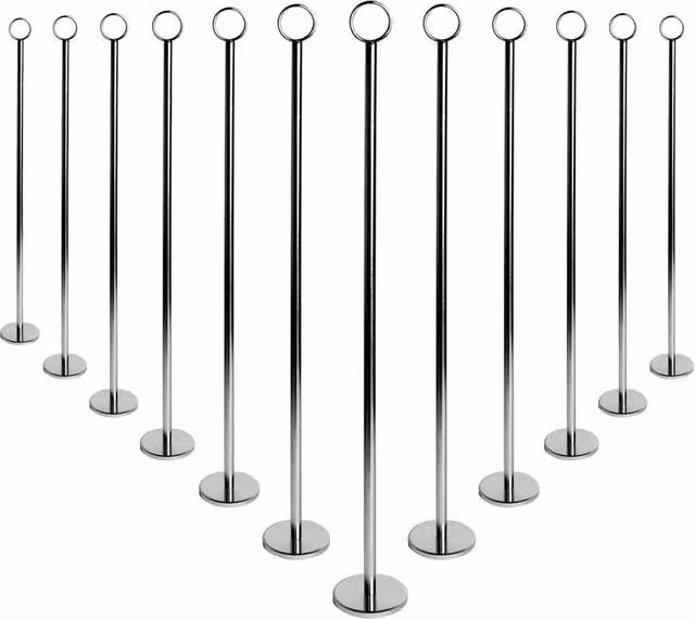 Havendro 12-Piece Silver Table Number Card Holders for Place Names, Menus and Photos, Height: 46 cm